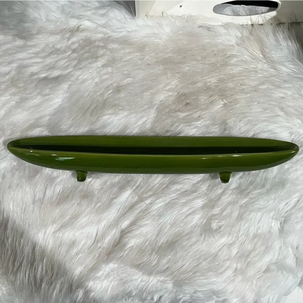 NEW Pier One Ceramic Footed Floating Candle Boat Candleholder Green 18” NWOT